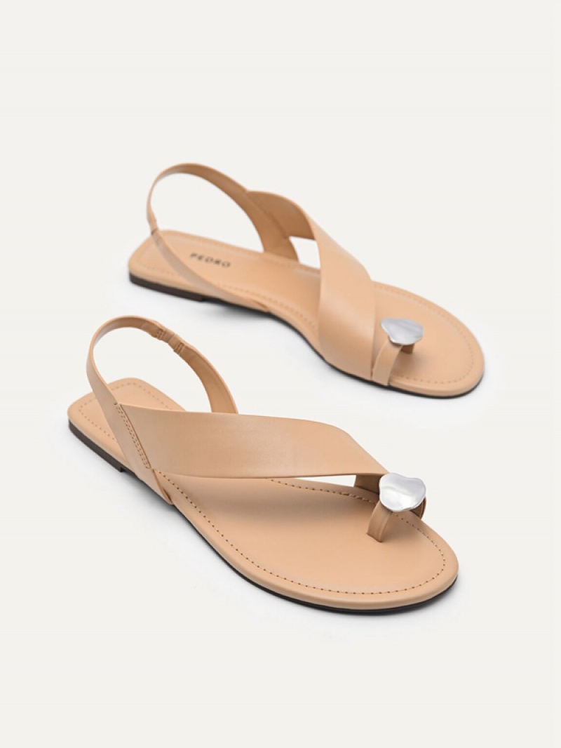 Brown Women's Pedro Toe Loop Sandals | JWETUM-956