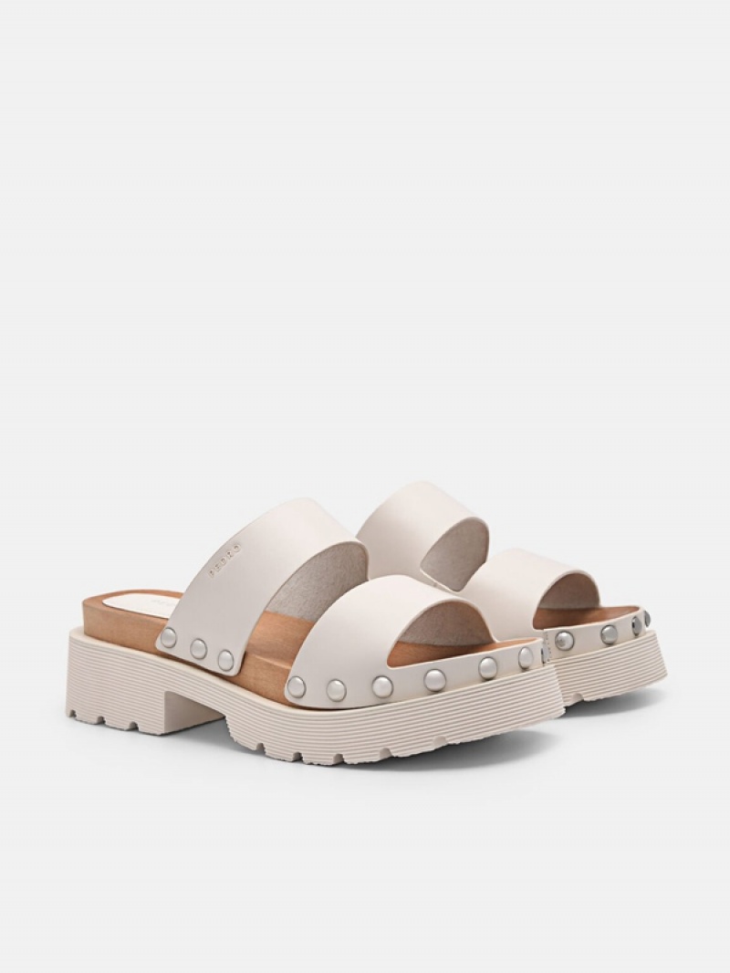 Cream Women's Pedro Alia Studded Sandals | KSXGCZ-519