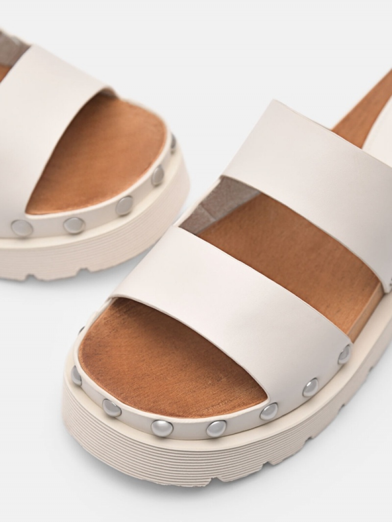 Cream Women's Pedro Alia Studded Sandals | KSXGCZ-519