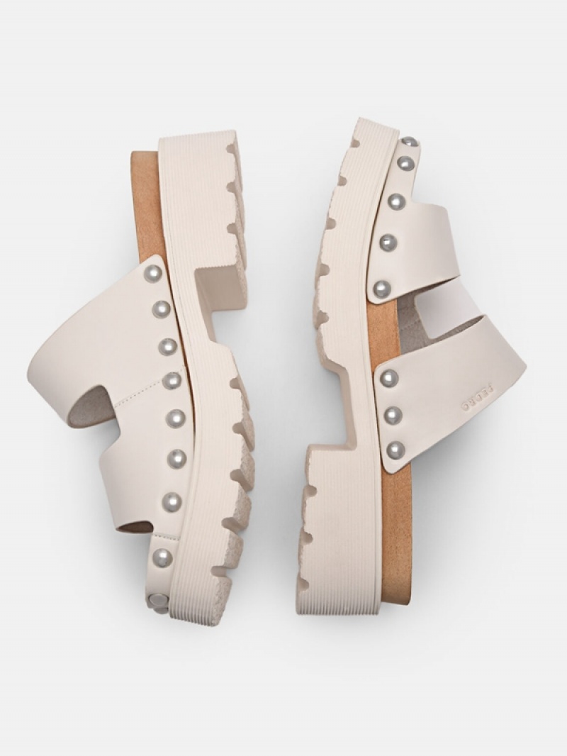 Cream Women's Pedro Alia Studded Sandals | KSXGCZ-519