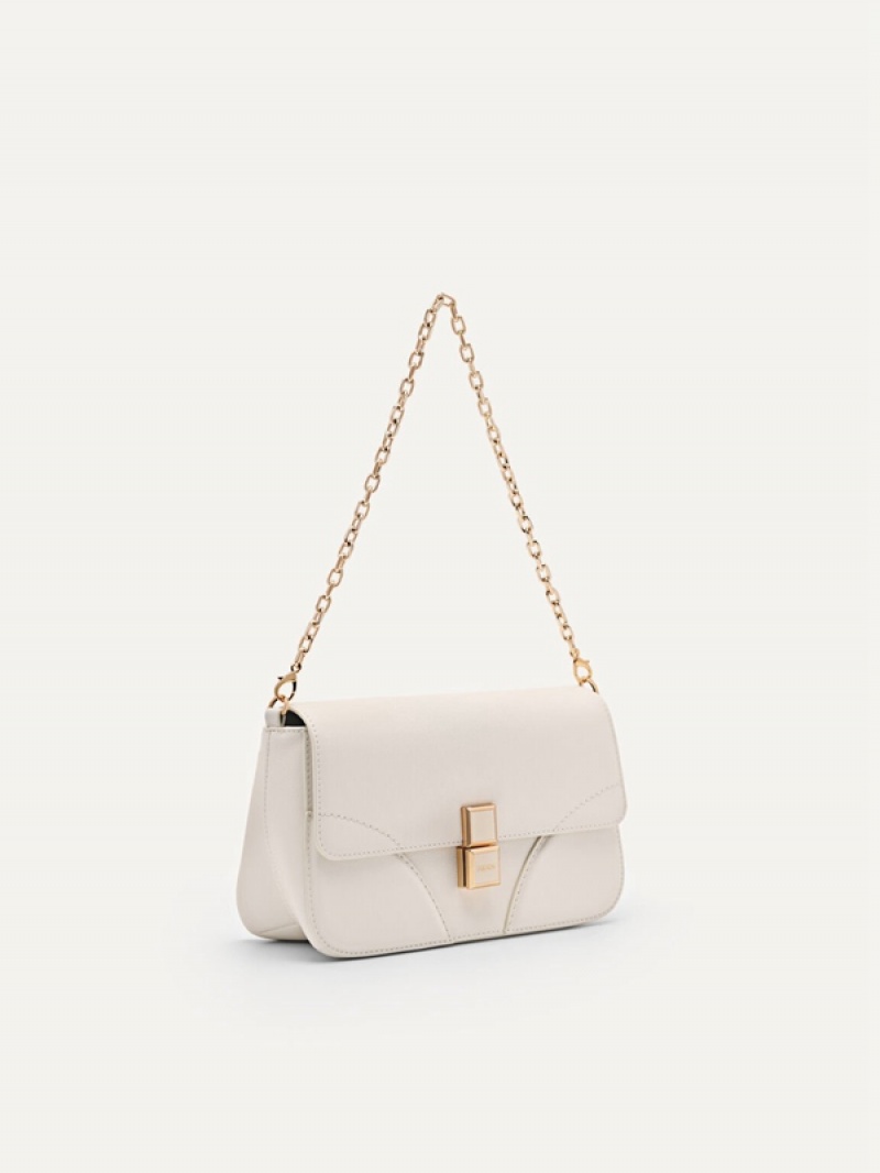 Cream Women's Pedro Bianca Leather Shoulder Bags | SDATUQ-386