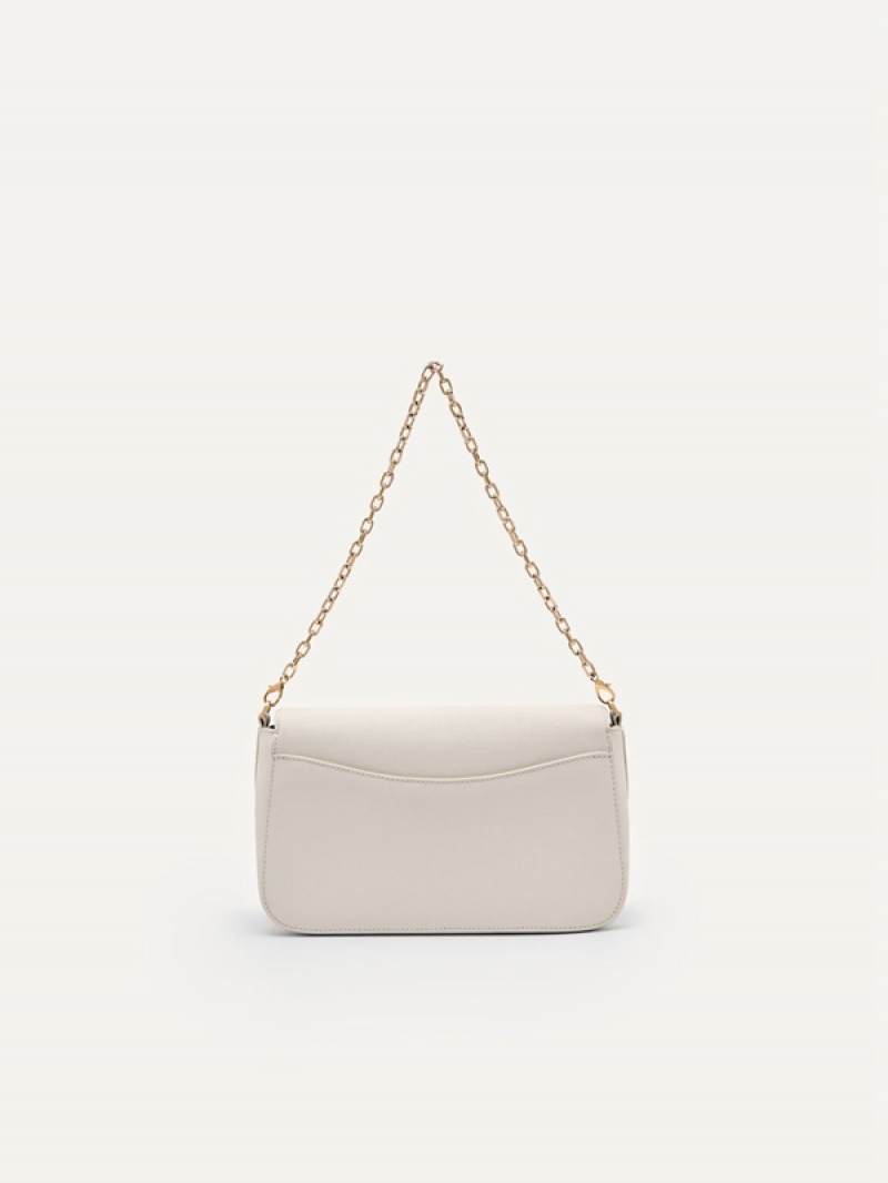 Cream Women's Pedro Bianca Leather Shoulder Bags | SDATUQ-386