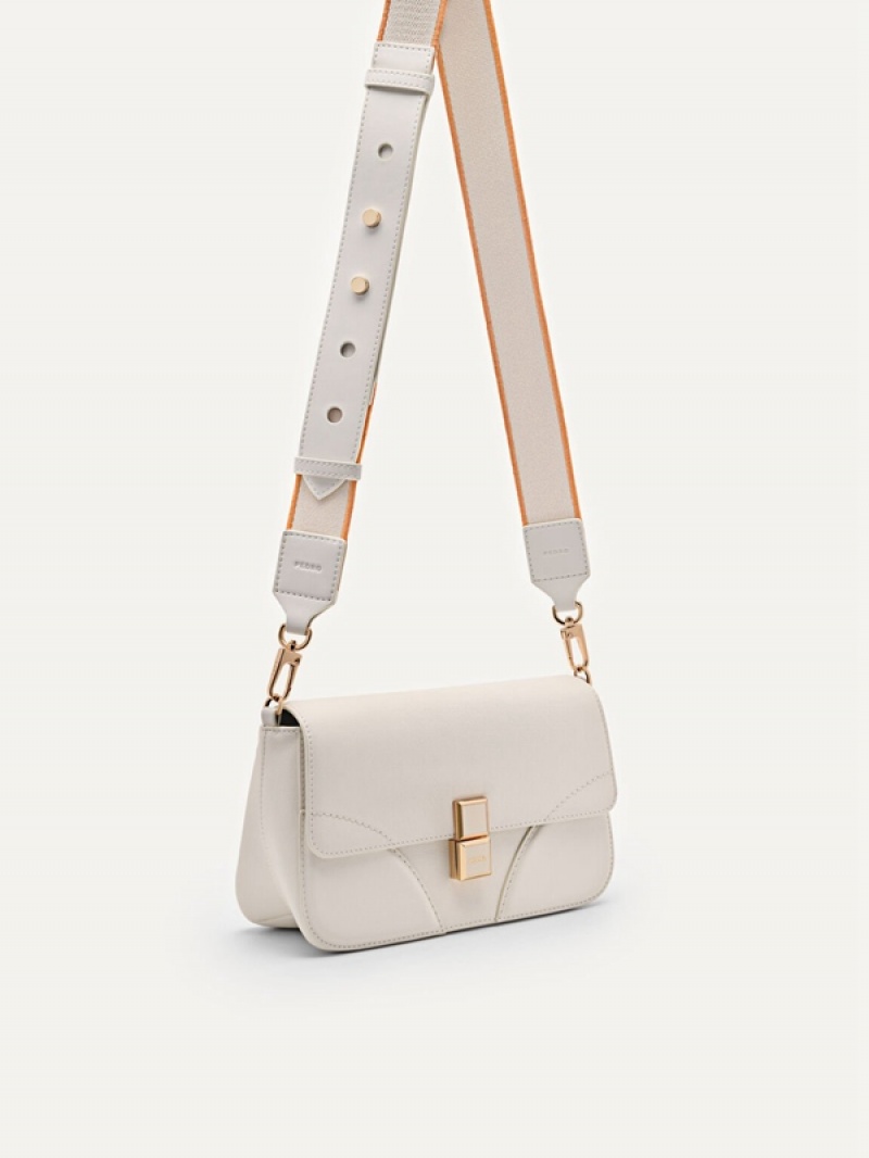 Cream Women's Pedro Bianca Leather Shoulder Bags | SDATUQ-386