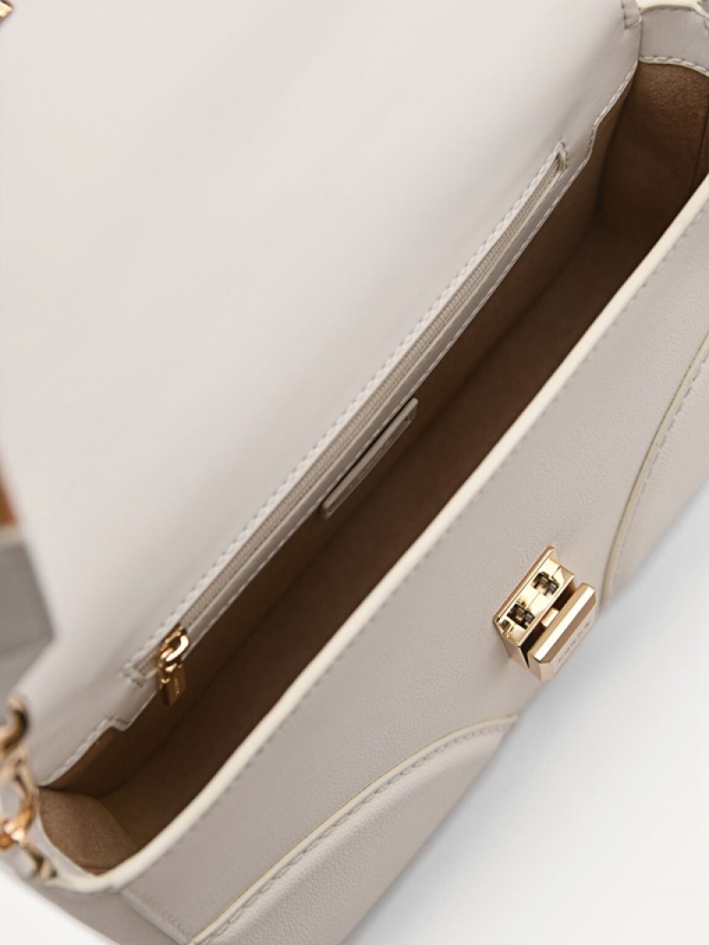 Cream Women's Pedro Bianca Leather Shoulder Bags | SDATUQ-386