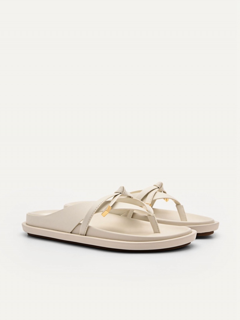 Cream Women's Pedro Bianca Thong Sandals | XOHIKU-024