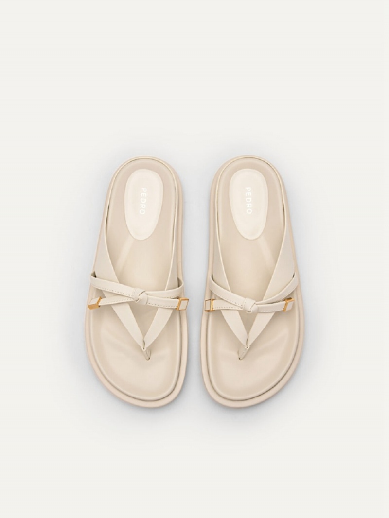 Cream Women's Pedro Bianca Thong Sandals | XOHIKU-024