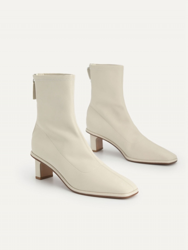 Cream Women's Pedro Heel Ankle Boots | UJONIV-537