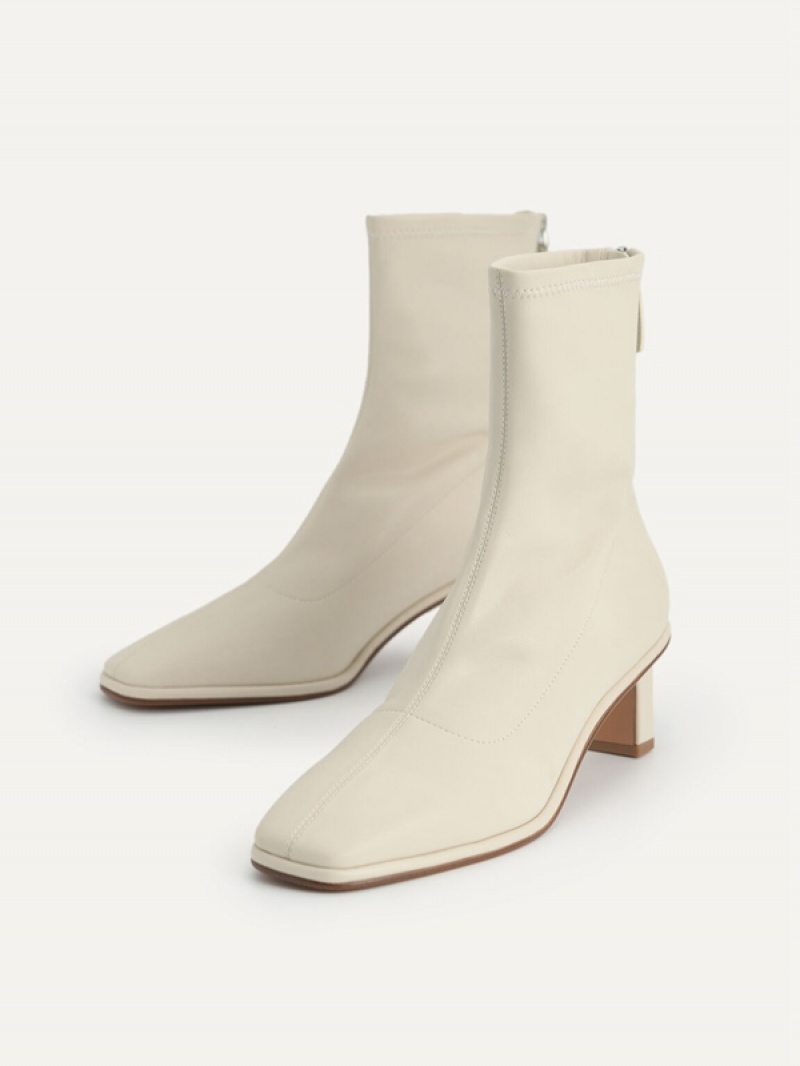 Cream Women's Pedro Heel Ankle Boots | UJONIV-537