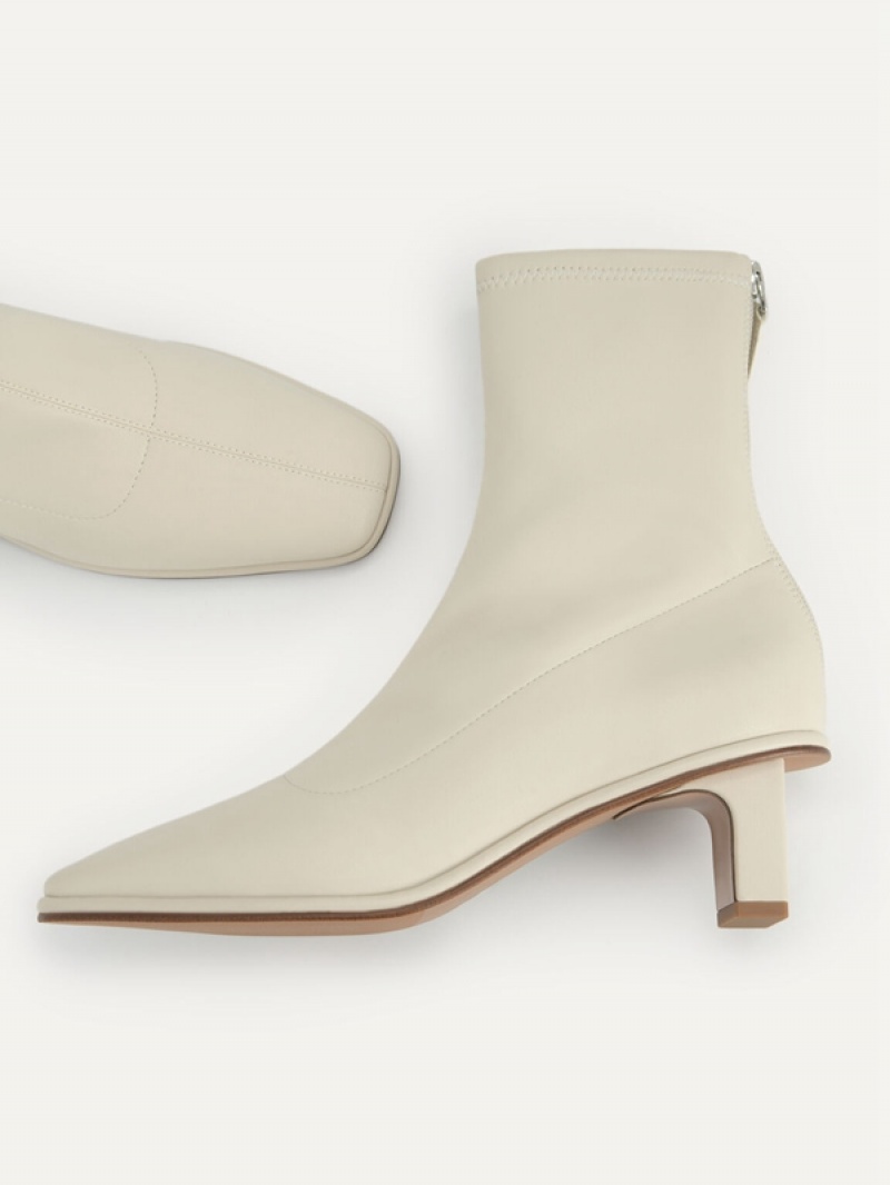 Cream Women's Pedro Heel Ankle Boots | UJONIV-537