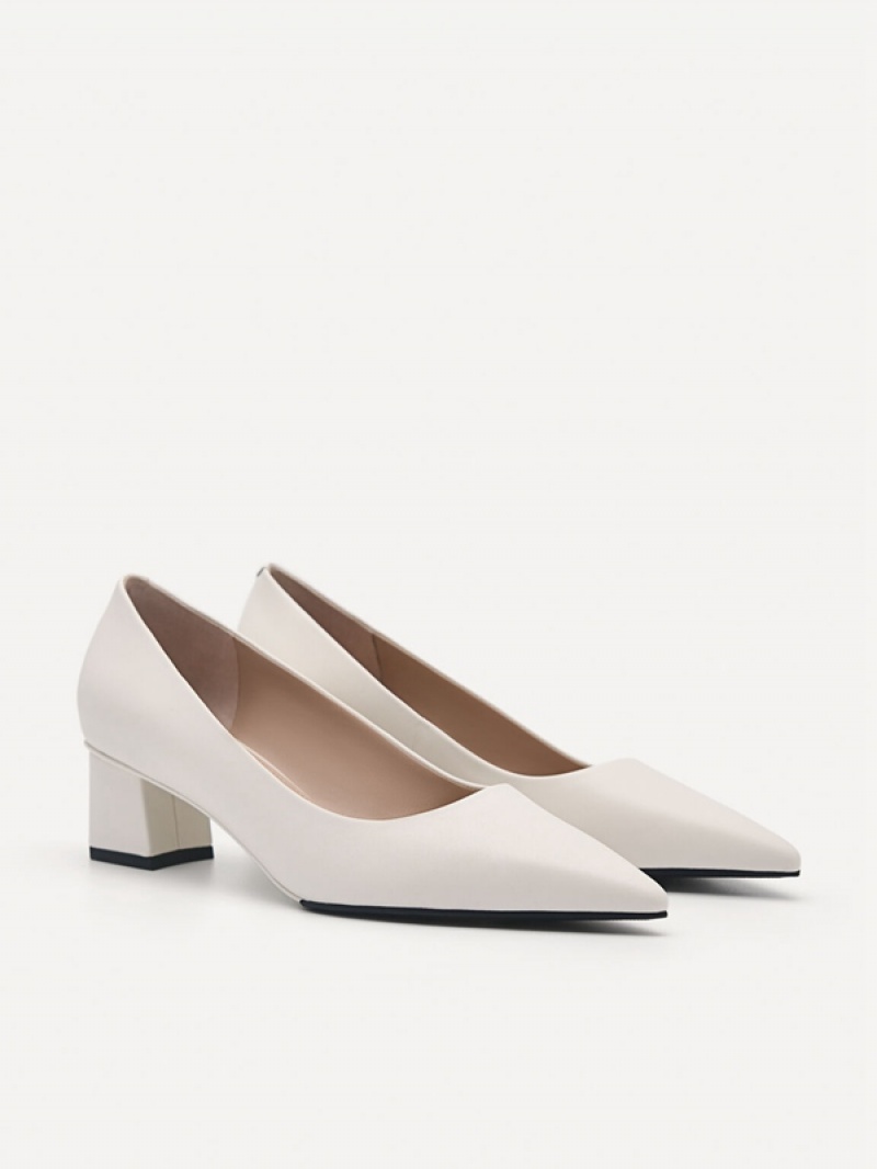 Cream Women's Pedro Ines Leather Pumps | YZMVSX-602