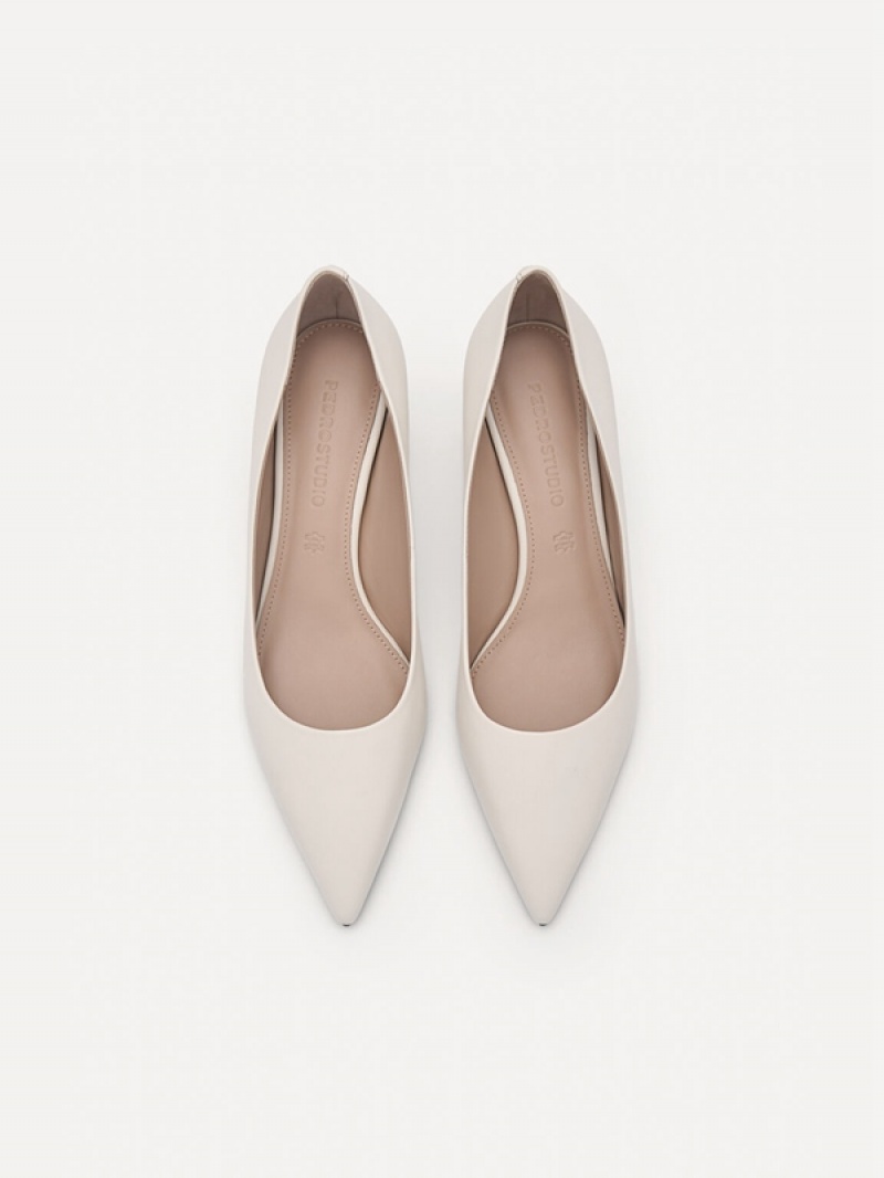 Cream Women's Pedro Ines Leather Pumps | YZMVSX-602