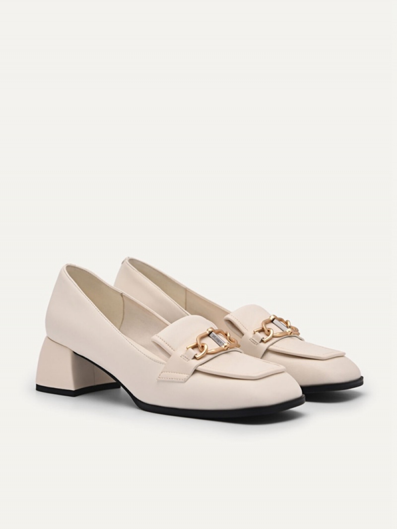 Cream Women's Pedro Jean Leather Heels | QXWIDJ-902