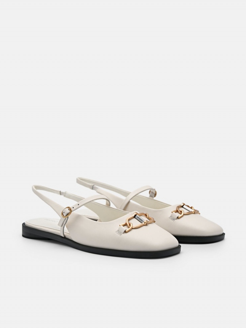 Cream Women's Pedro Jean Leather Slingback Sandals | EIRDYP-943