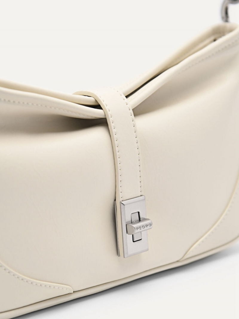 Cream Women's Pedro Ruched Shoulder Bags | KGRJZV-029