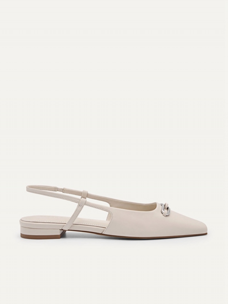 Cream Women\'s Pedro Studio Kate Leather Ballerina Flats | BNRYXH-217