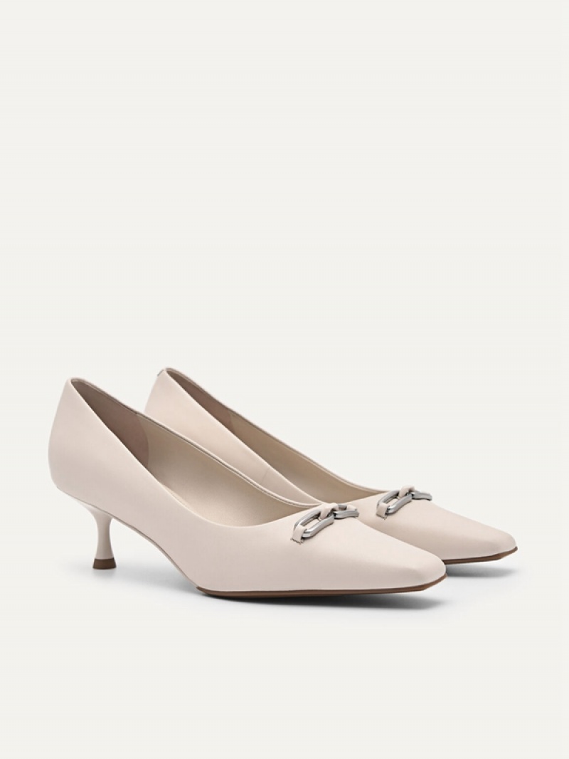 Cream Women's Pedro Studio Kate Leather Pumps | AQJKUB-962