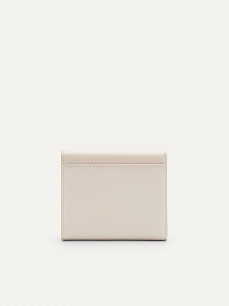 Cream Women's Pedro Studio Leather Trifold Wallet | WIHBOF-598