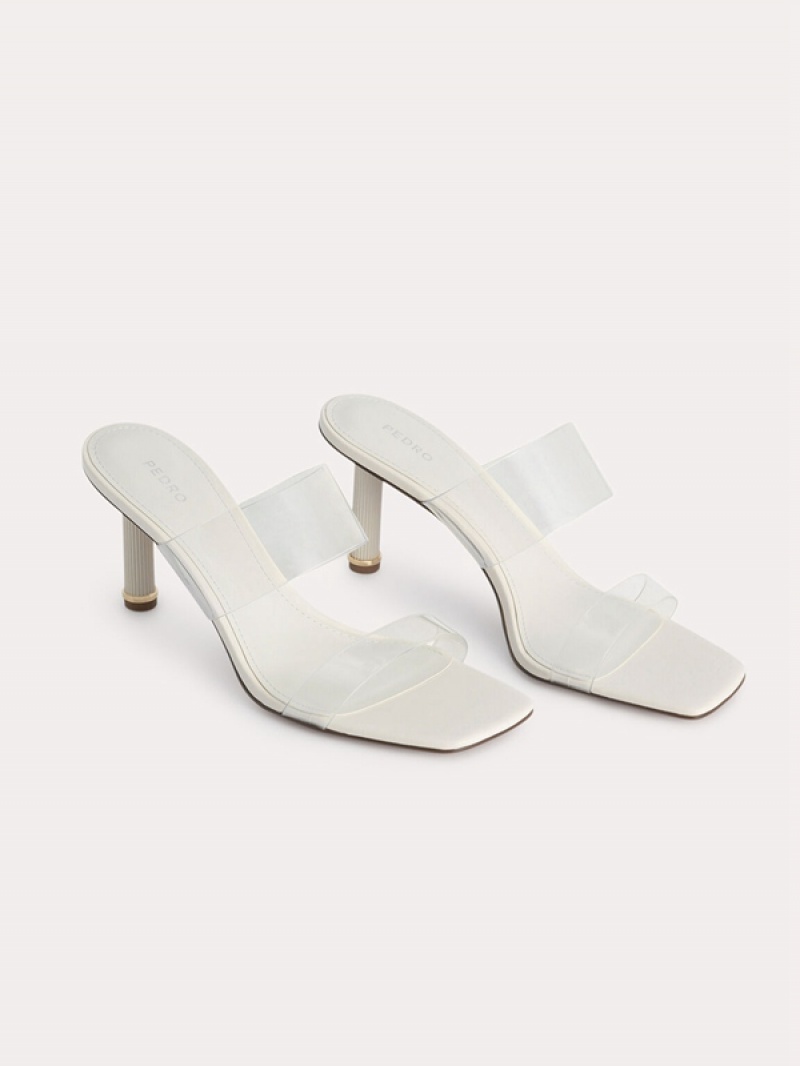 Cream Women's Pedro Vinyl Double Strap Heels Sandals | DLZMJW-184