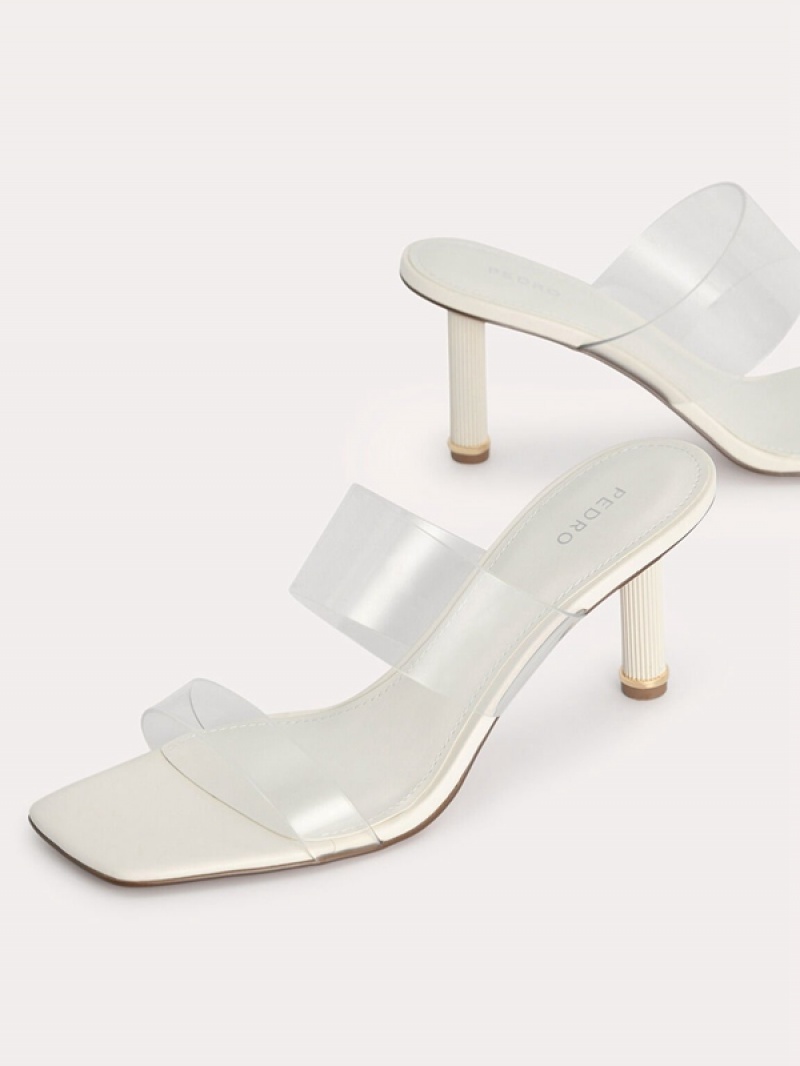 Cream Women's Pedro Vinyl Double Strap Heels Sandals | DLZMJW-184