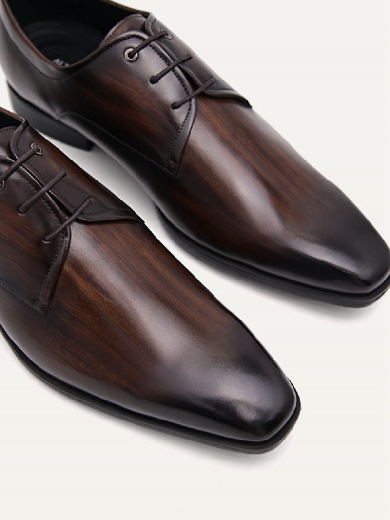 Dark Brown Men's Pedro Altitude Burnished Derby Shoes | ZONPSD-341