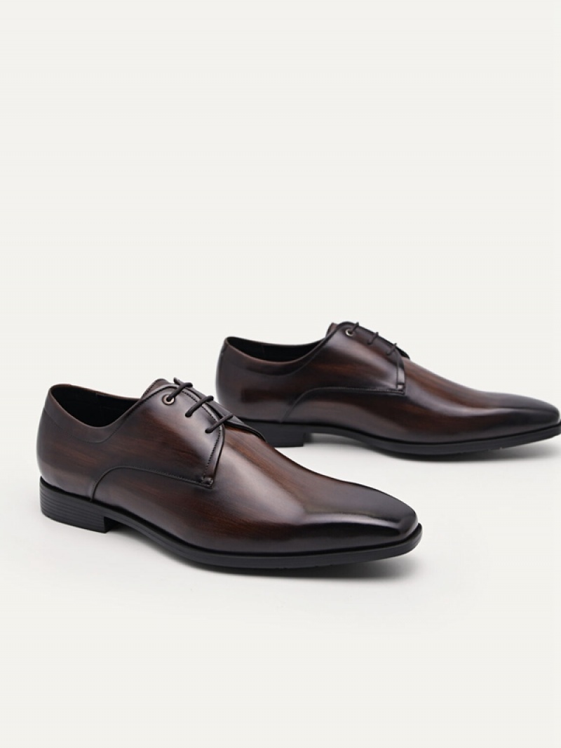 Dark Brown Men's Pedro Altitude Burnished Derby Shoes | ZONPSD-341