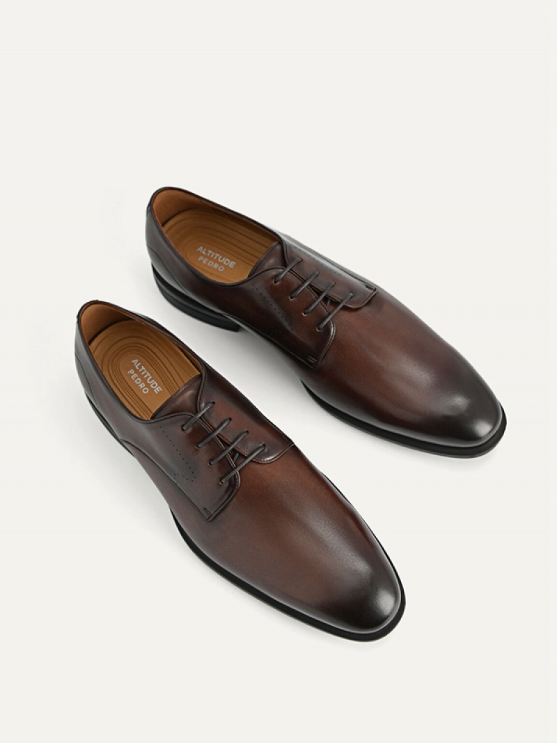 Dark Brown Men's Pedro Altitude Leather Derby Shoes | UWNMXQ-240