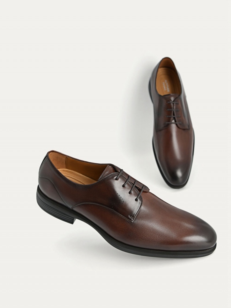 Dark Brown Men's Pedro Altitude Leather Derby Shoes | UWNMXQ-240