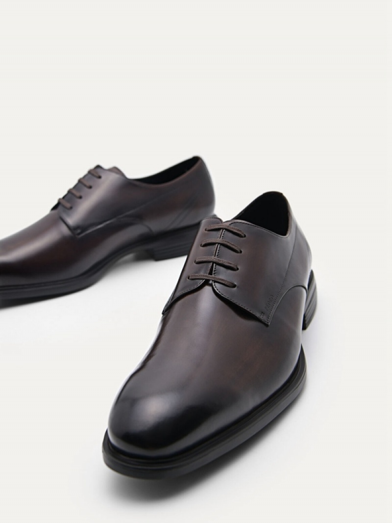 Dark Brown Men's Pedro Altitude Leather Derby Shoes | JPMDSF-062