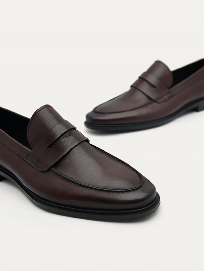 Dark Brown Men's Pedro Bailey Calf Leather Loafers | GEHIPQ-904