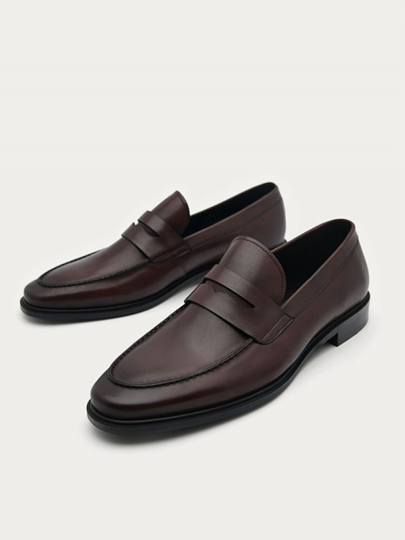 Dark Brown Men's Pedro Bailey Calf Leather Loafers | GEHIPQ-904