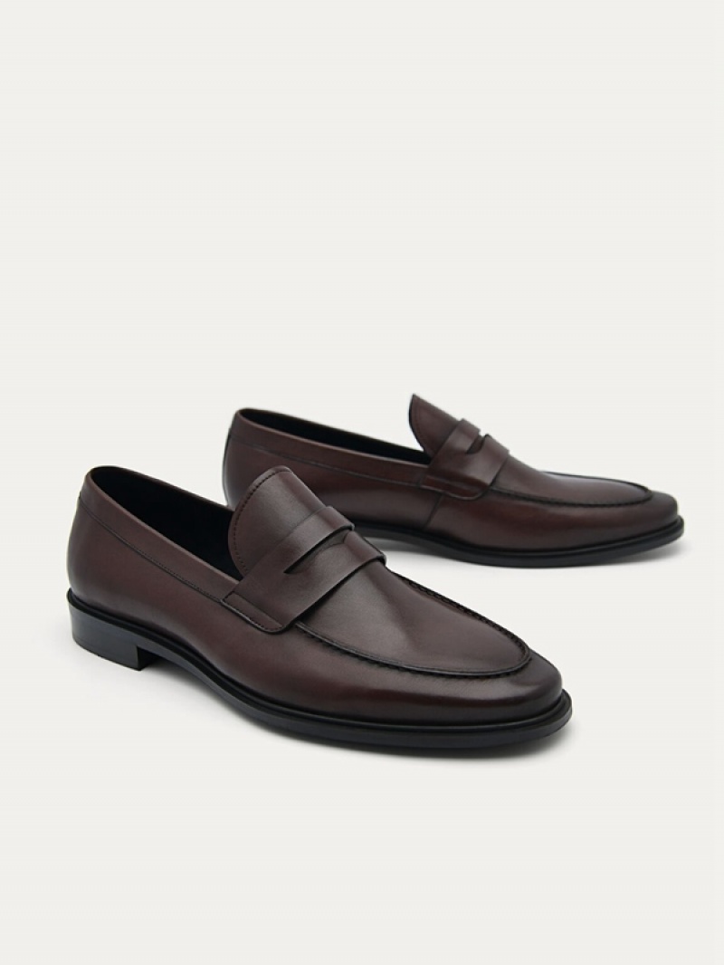 Dark Brown Men's Pedro Bailey Calf Leather Loafers | GEHIPQ-904