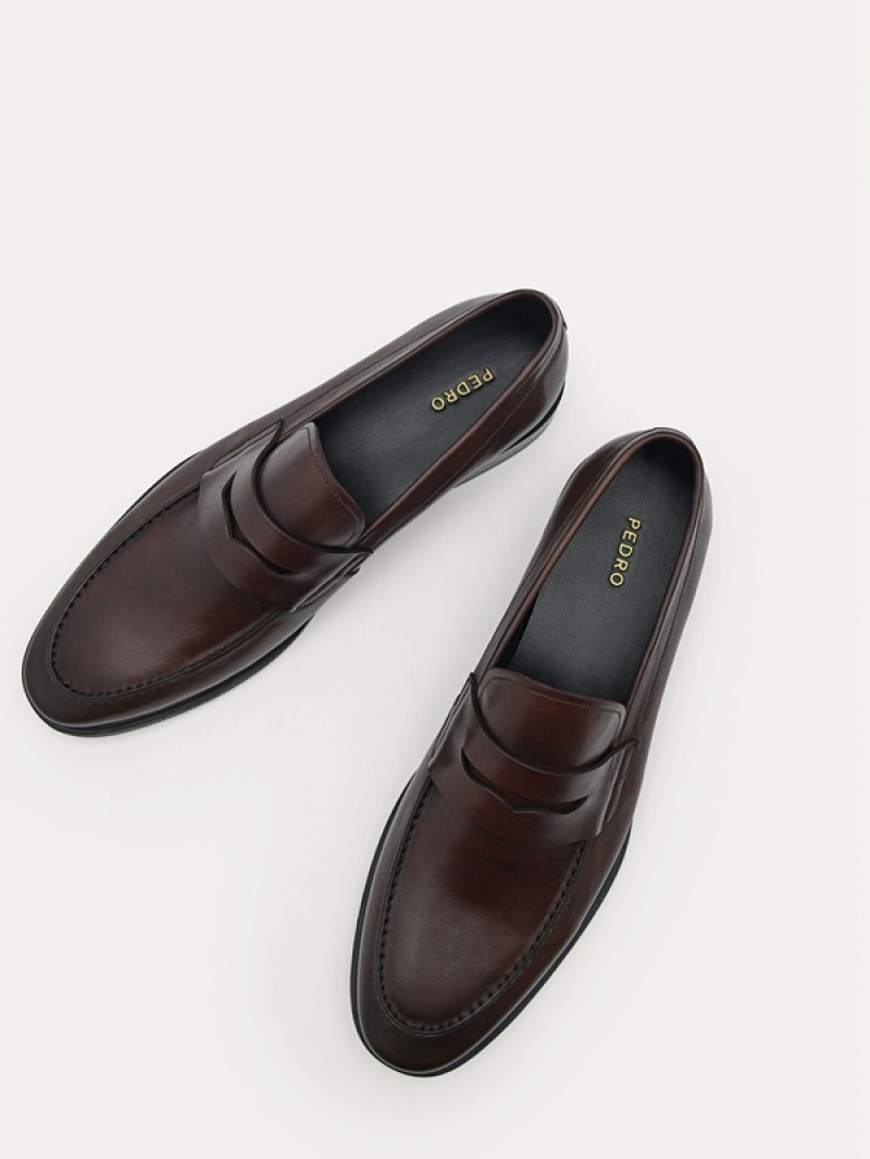 Dark Brown Men's Pedro Bailey Calf Leather Loafers | GEHIPQ-904