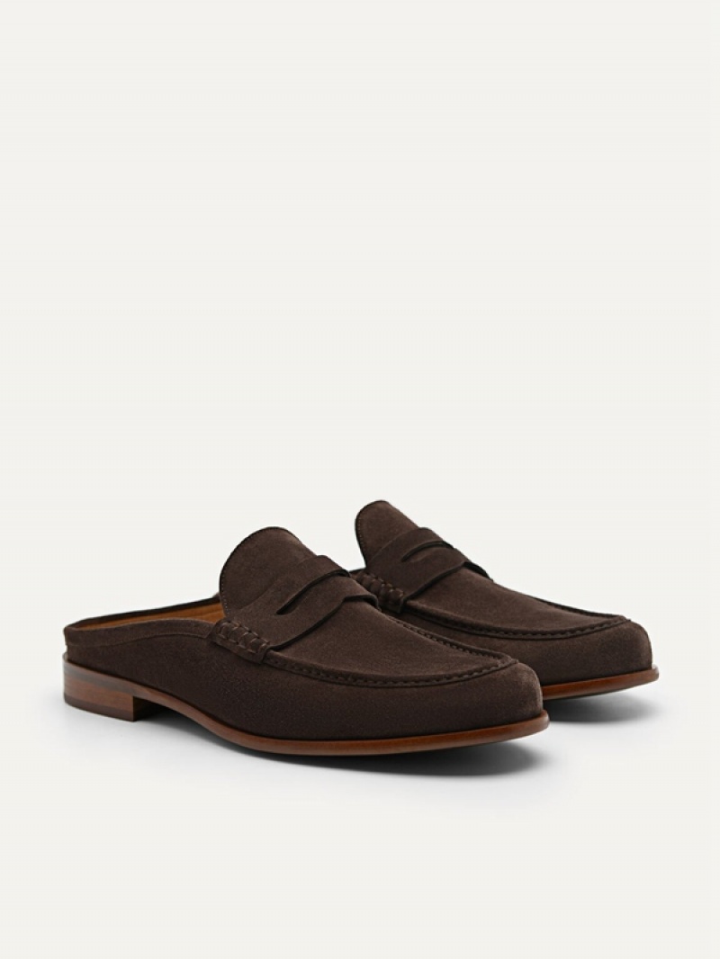 Dark Brown Men's Pedro Blake Leather Slip-On Loafers | QWJBLK-426