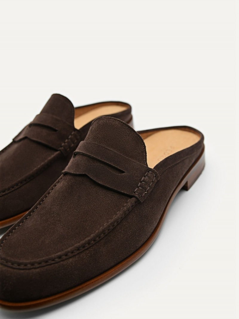 Dark Brown Men's Pedro Blake Leather Slip-On Loafers | QWJBLK-426