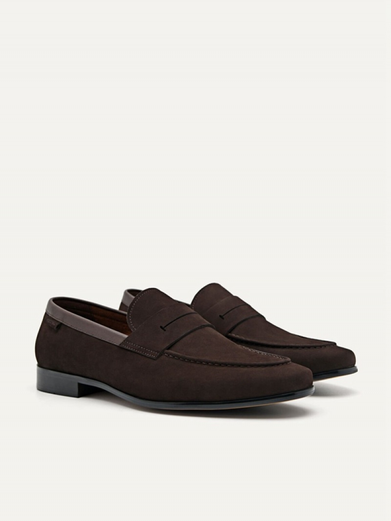 Dark Brown Men's Pedro Firth Leather Loafers | MRHCWX-259