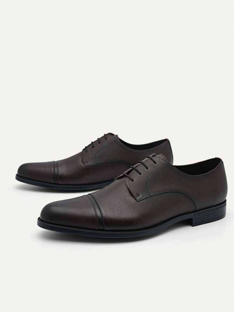 Dark Brown Men's Pedro Foster Leather Derby Shoes | LJYVFH-241