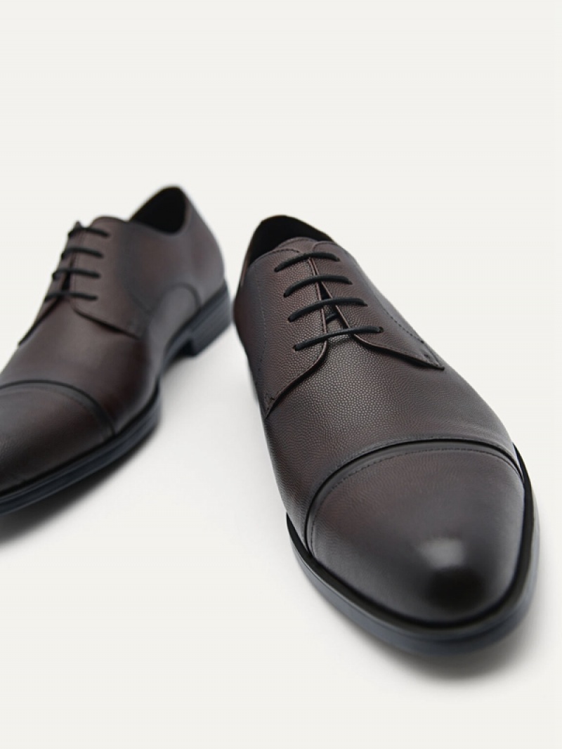 Dark Brown Men's Pedro Foster Leather Derby Shoes | LJYVFH-241