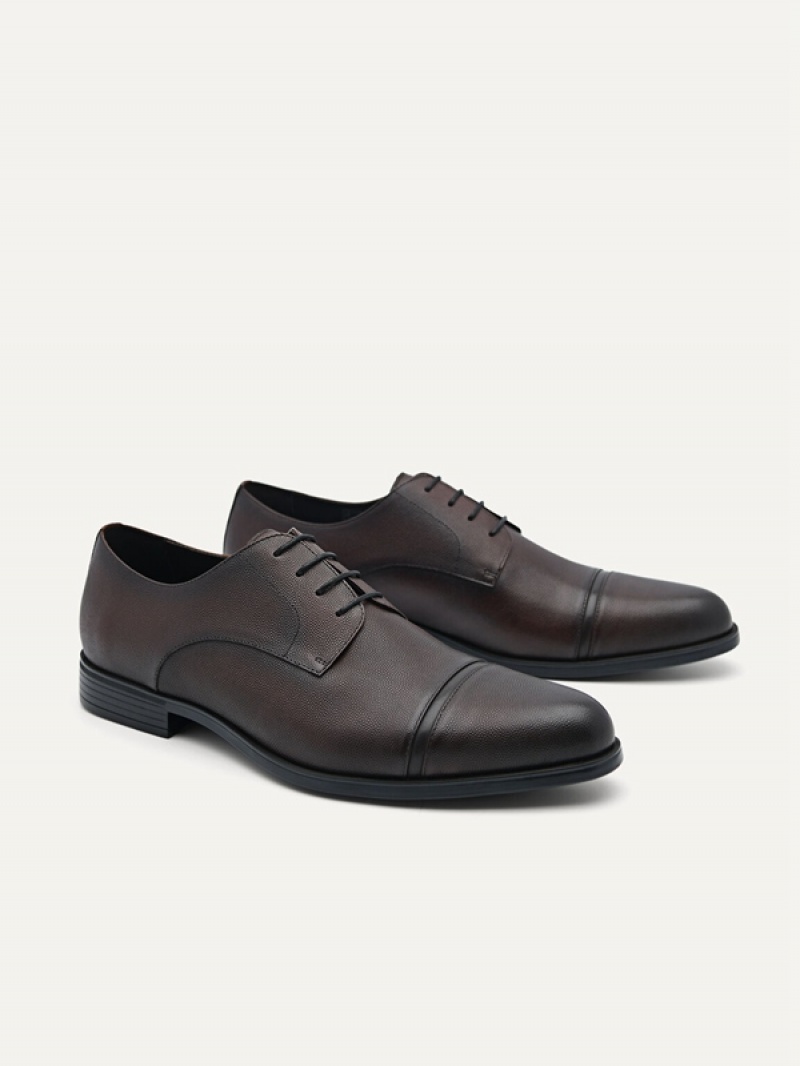 Dark Brown Men's Pedro Foster Leather Derby Shoes | LJYVFH-241