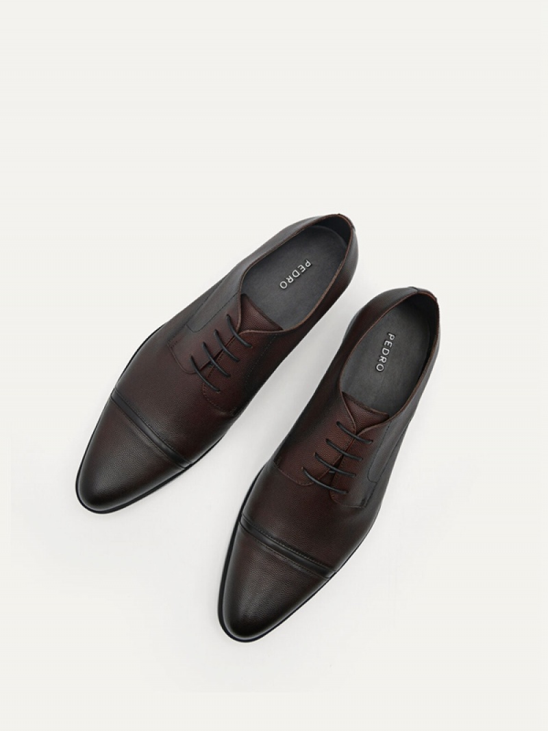 Dark Brown Men's Pedro Foster Leather Derby Shoes | LJYVFH-241