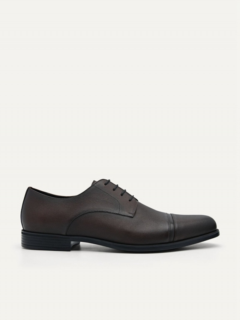 Dark Brown Men\'s Pedro Foster Leather Derby Shoes | LJYVFH-241