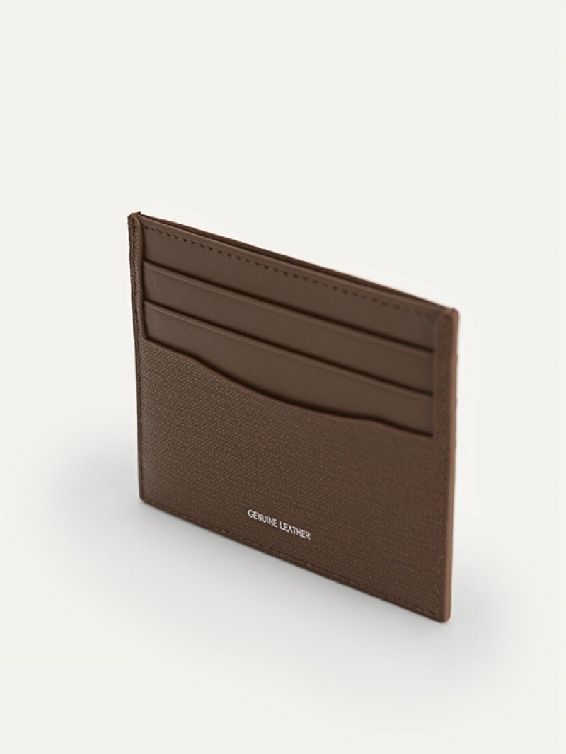 Dark Brown Men's Pedro Full-Grain Leather Card Holder | WTRLUS-705