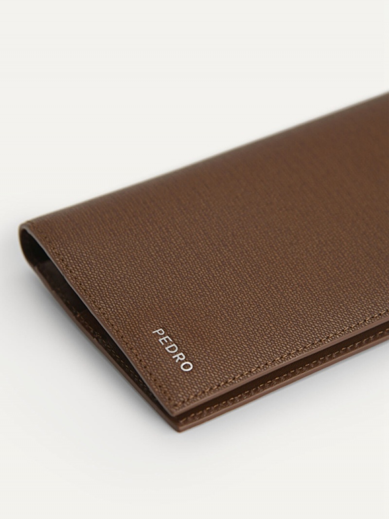 Dark Brown Men's Pedro Full-Grain Long Leather Wallet | ASNHIC-943