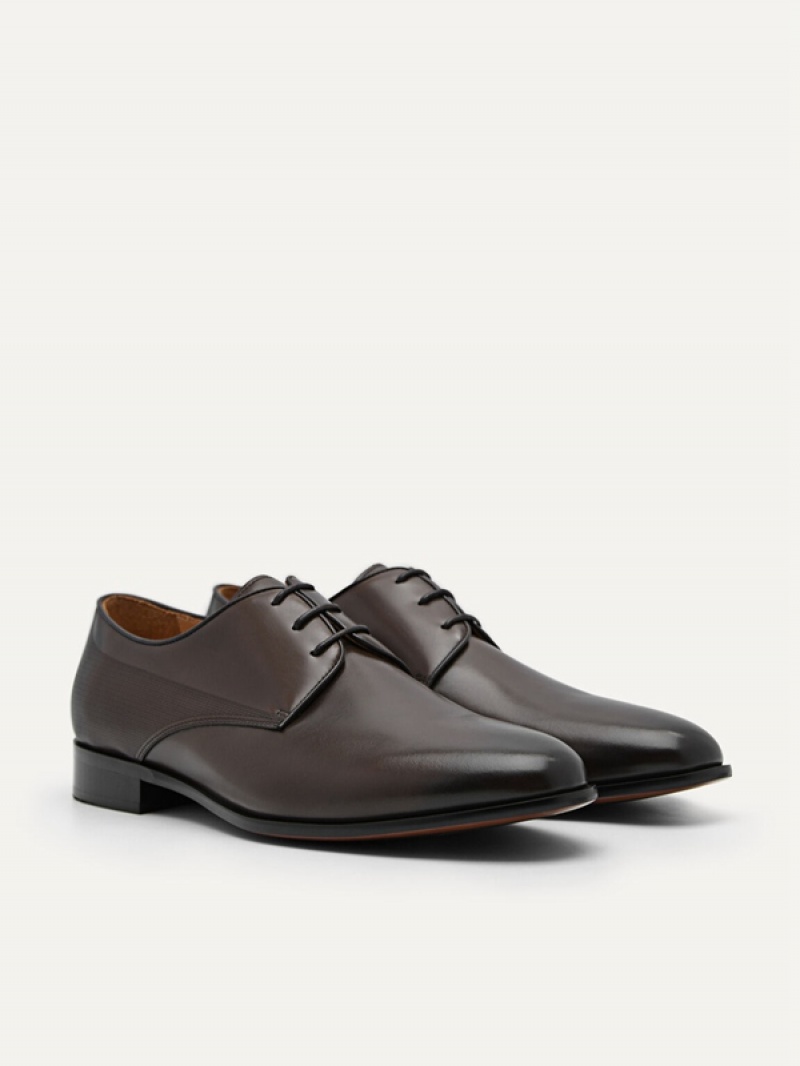 Dark Brown Men's Pedro Harisson Leather Derby Shoes | PKFHON-592