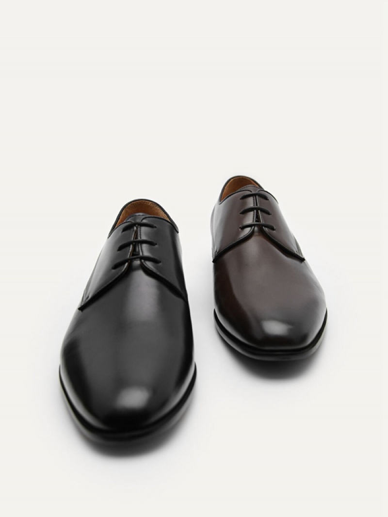 Dark Brown Men's Pedro Harisson Leather Derby Shoes | PKFHON-592