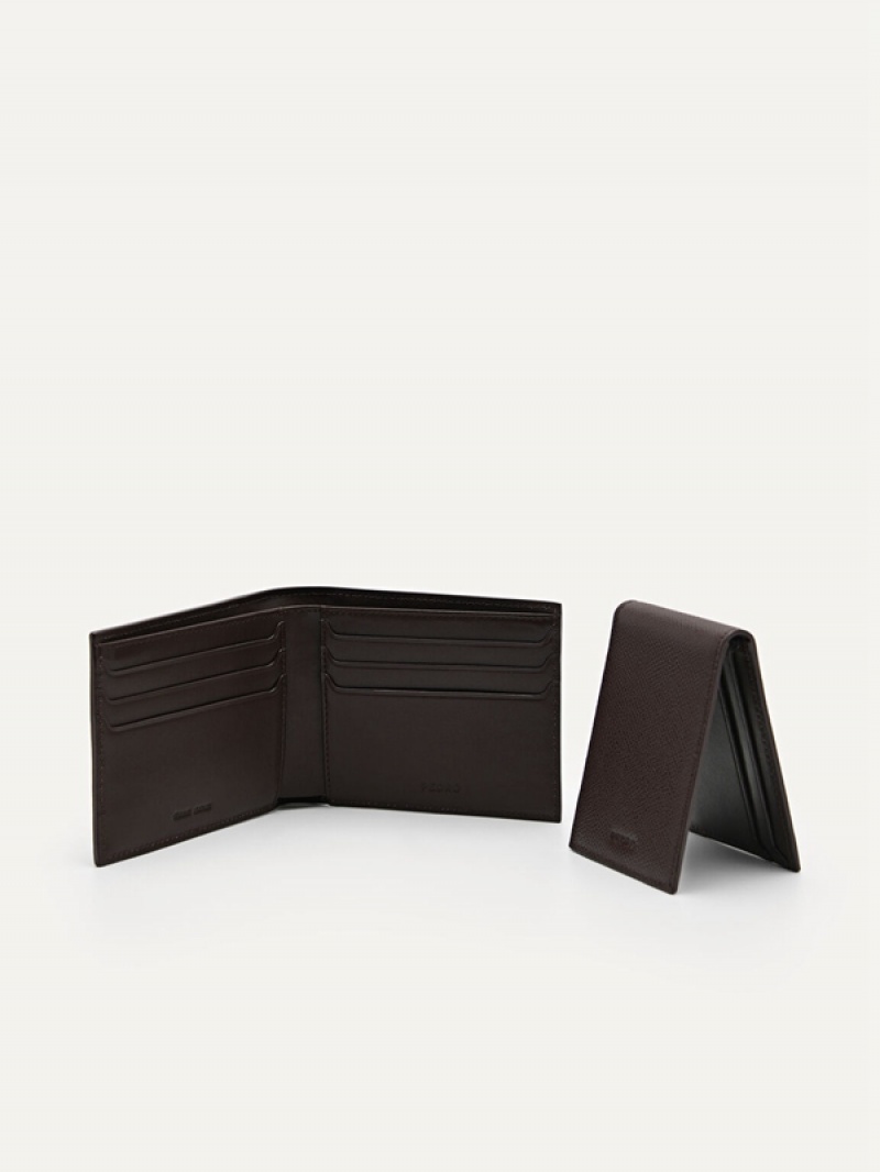 Dark Brown Men's Pedro Icon Leather with Insert Bifold Wallet | ZWLXEY-753