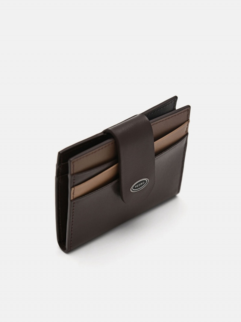 Dark Brown Men's Pedro Leather Card Holder | XQJHYS-974