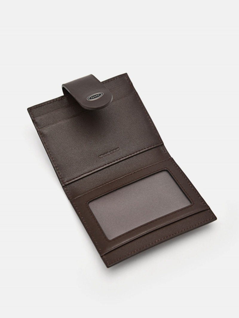 Dark Brown Men's Pedro Leather Card Holder | XQJHYS-974