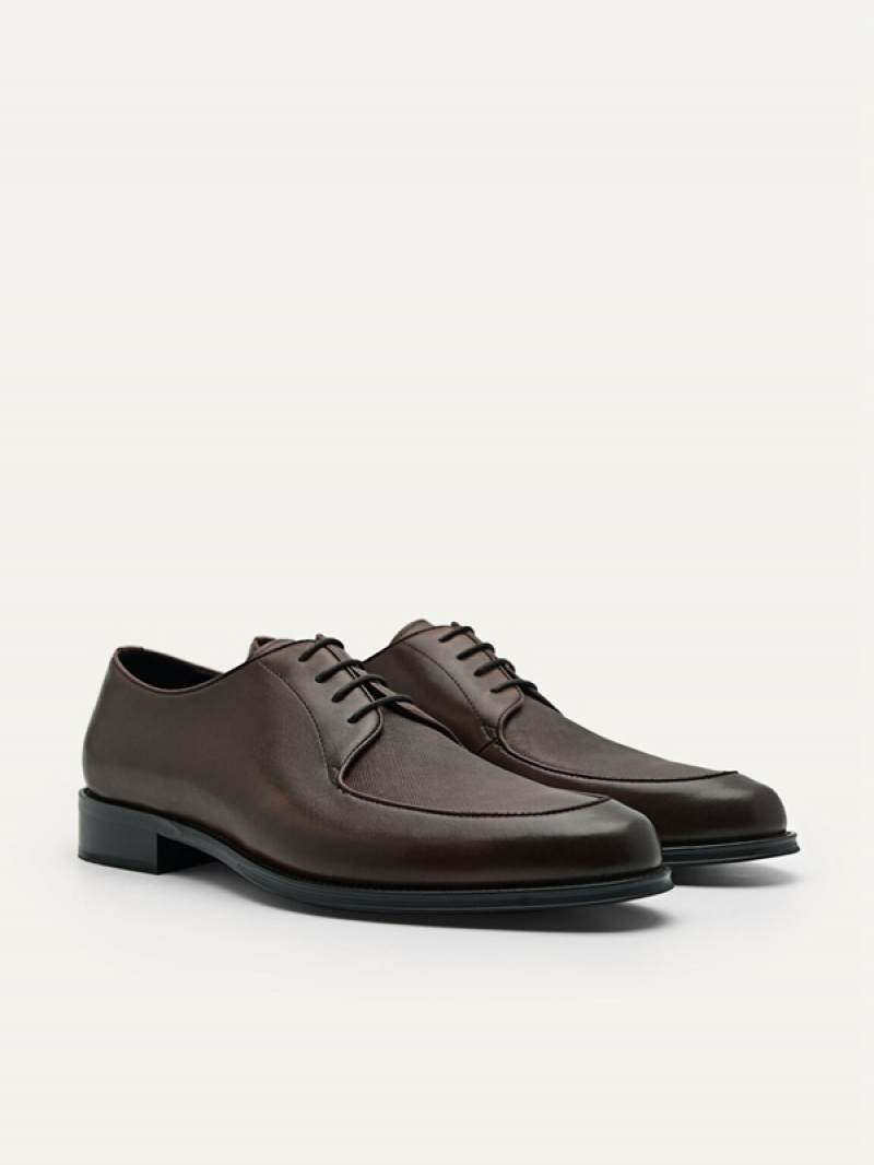 Dark Brown Men's Pedro Leather Derby Shoes | PMHZWC-359