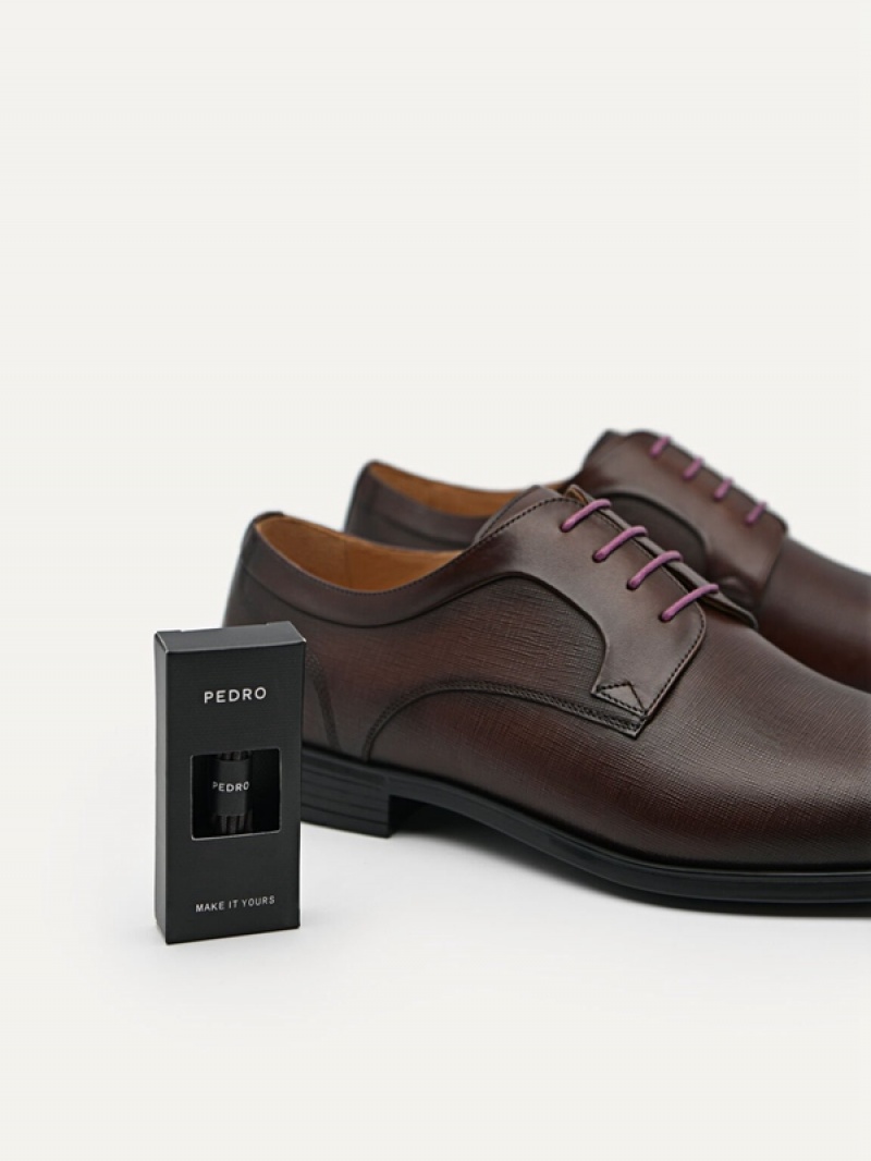 Dark Brown Men's Pedro Leather Derby Shoes | HFXIUG-048