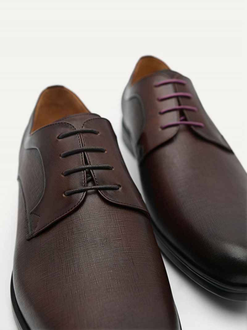 Dark Brown Men's Pedro Leather Derby Shoes | HFXIUG-048